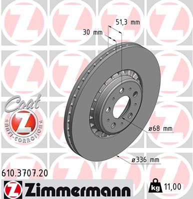 610.3707.20 ZIMMERMANN BRAKE DISC FRONT XC90 - 3707