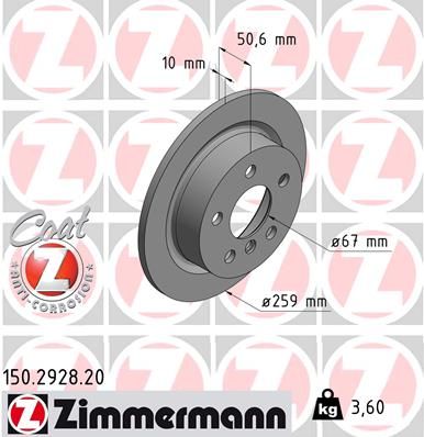 34 21 6 799383 ZIMMERMANN BRAKE DISC REAR  MINI F56 - 2928