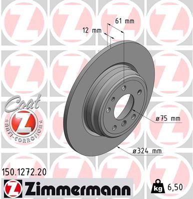 34 21 1 159900 ZIMMERMANN BRAKE DISC REAR  1272   E38