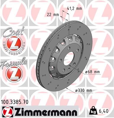 8W0 615 601G BRAKE DISC REAR RS5 330mm xDRILLED TWO-PIECE - 3385
