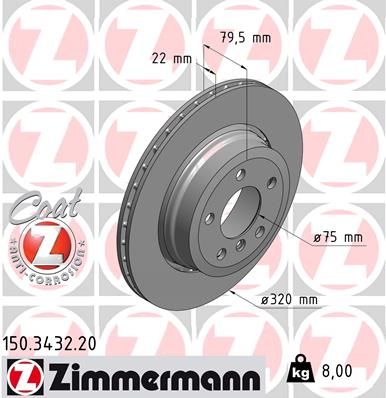34 21 3 332217 ZIMMERMANN BRAKE DISC REAR  X3 3432