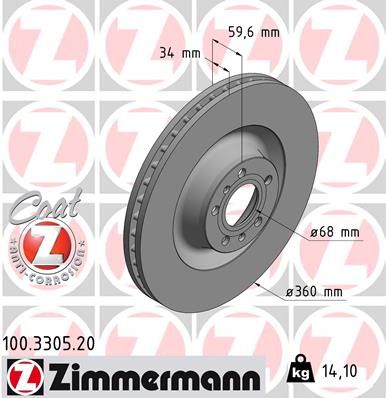 4E0 615 301P ZIMMERMANN BRAKE DISC FRONT 360MM
