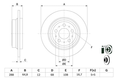 610.3703.20 BH BOSCH BRAKE DISC REAR  2.4L T XC70