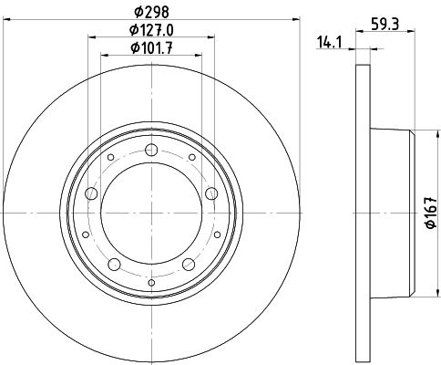 LR018026 HELLA BRAKE DISC REAR L/R DEF 110/130 +RR1+DISCO1 298mm #