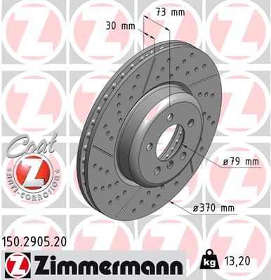 34 10 6 797603 ZIMMERMANN BRAKE DISC FRONT BMW MSPORT X DRILLED F20/30 - 2905 #