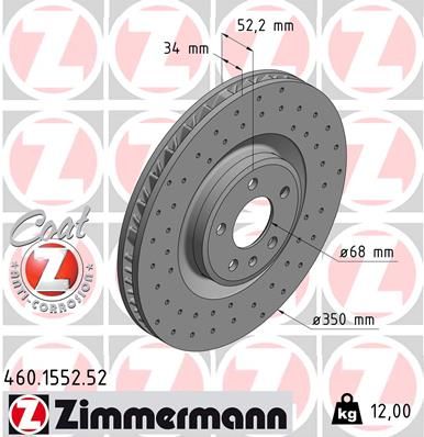 460.1552.52 ZIMMERMANN BRAKE DISC FRONT LH XDRILLED MACAN - 1552 #