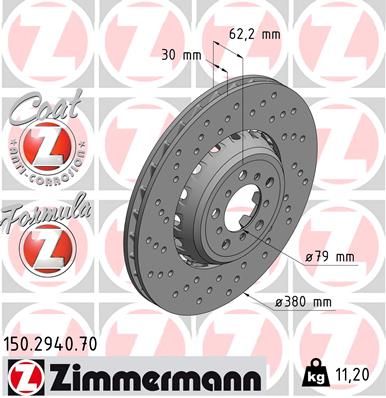 34 11 2 284809 ZIMMERMANN BRAKE DISC LHF 380mm M4BMWF82 - 2940 #
