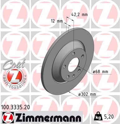 4F0 615 601G ZIMMERMANN BRAKE DISC REAR  302MM