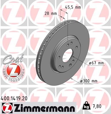 129 421 10 12 ZIMMERMANN BRAKE DISC FRONT MERCEDES-BENZ | 190 - 1419