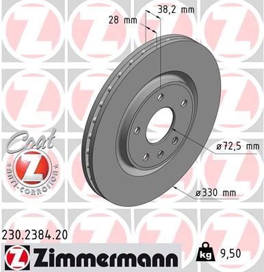 230.2384.20 ZIMMERMANN F BRAKE DISC 2384 FREEMONT JF  2384