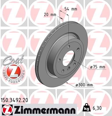 34 21 6 782605 ZIMMERMANN BRAKE DISC REAR VENTED 300mm BMW Z4 - 3492