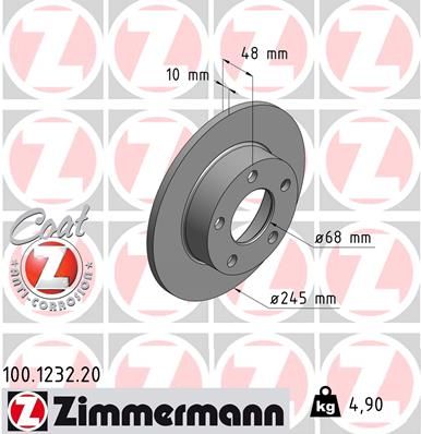 8D0 615 601APD ZIMMERMANN CROSS DRILLED SPORT BRAKE DISC REAR COAT Z