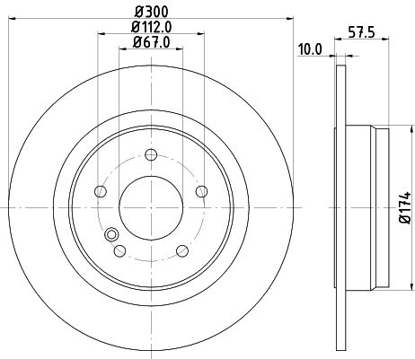 204 423 06 12 HELLA BRAKE DISC REAR 300MM - 3656