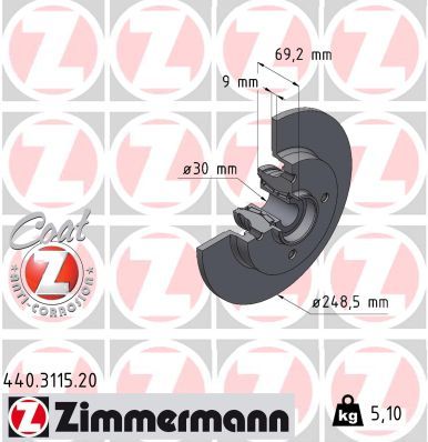 440.3115.20 BRAKE DISC REAR  W/BRNG+ABS SENS 30mm - 3115
