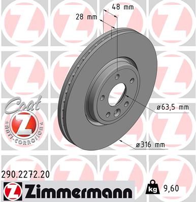 T4N1799 ZIMMERMANN BRAKE DISC FRONT 316mm  2272