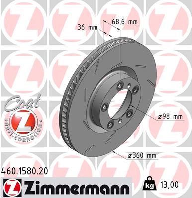 97035140301 ZIMMERMANN BRAKE DISC LHR P.PANAMERA 360mm - 1580