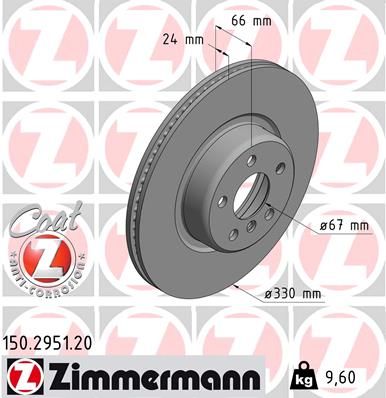 34 11 6 860907 ZIMMERMANN BRAKE DISC FRONT 330MM F90/G30 ON - 2951 #