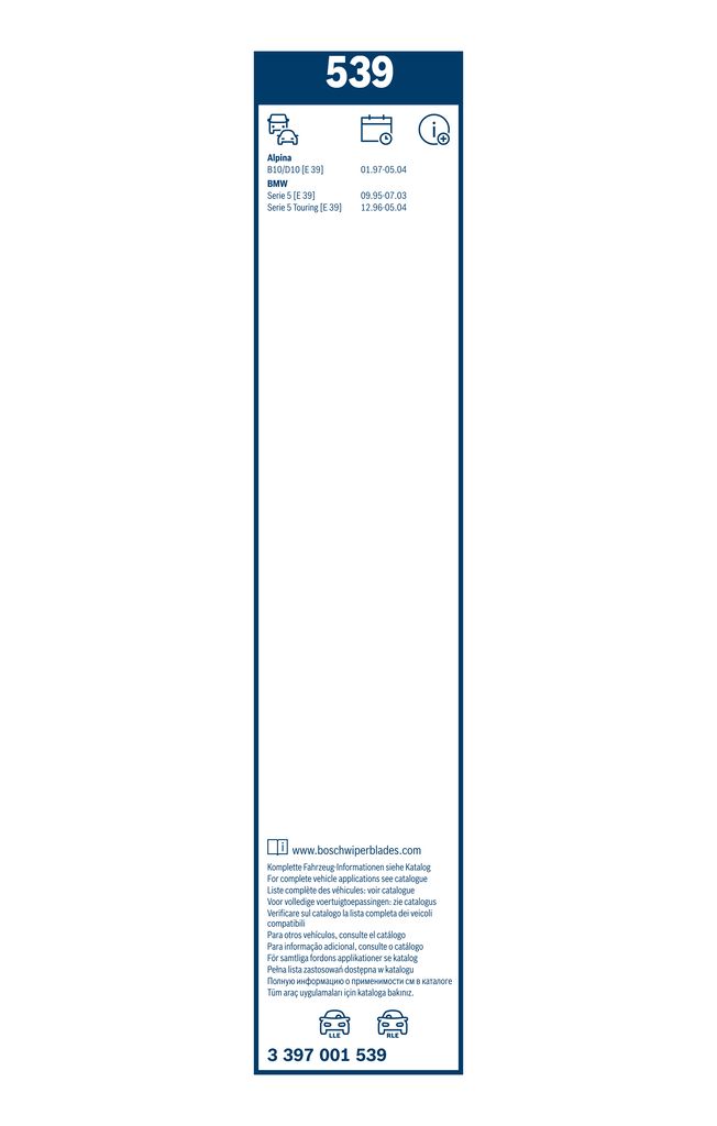 116 334 BOSCH WIPER BLADE 550MM E39 BMW 539 #