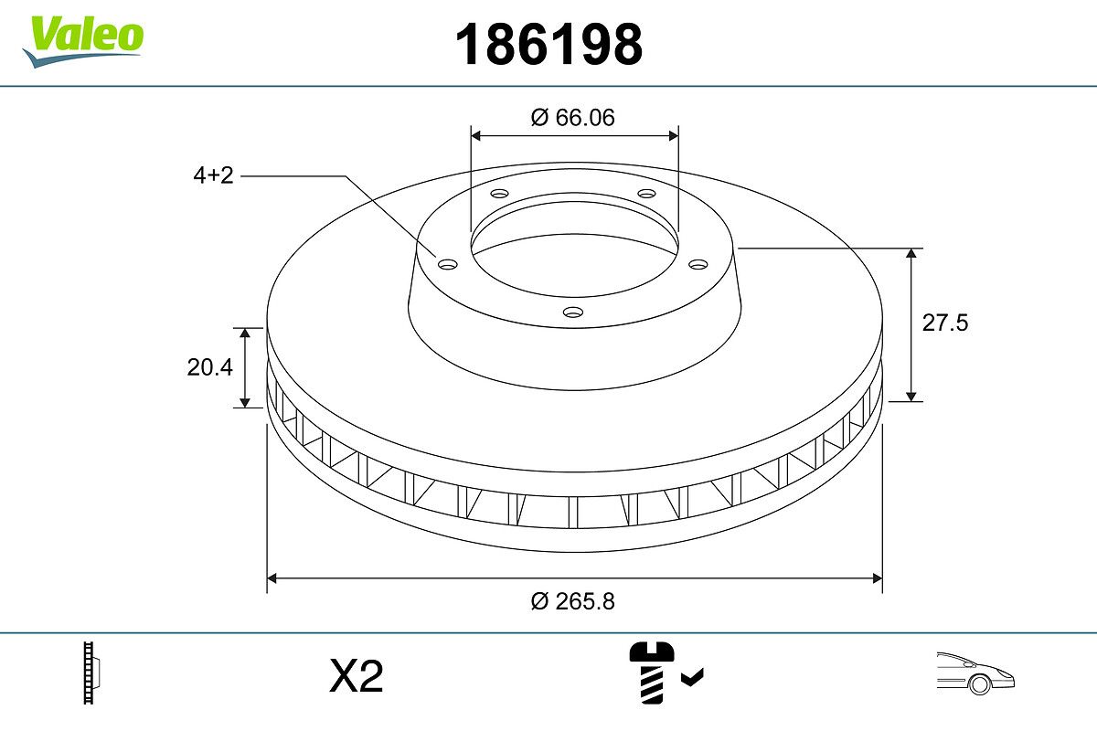 180.2018.20 VALEO BRAKE DISC FRONT 405/306