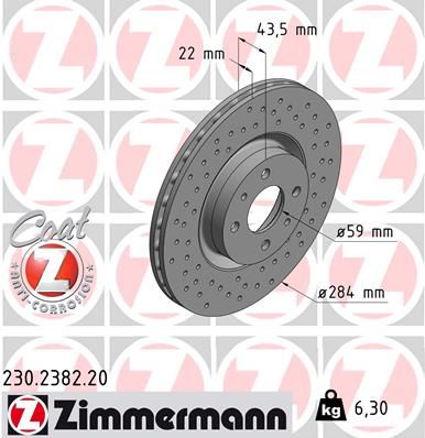 51938383 ZIMMERMANN BRAKE DISC FRONT ABARTH - 2382 #