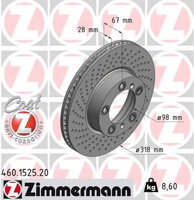 460.1525.20 ZIMMERMANN BRAKE DISC FRONT LEFT HAND-PORSCHE996- 911