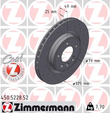 LR084067 ZIMMERMANN BRAKE DISC REAR  R/R LATE 14  5228 #