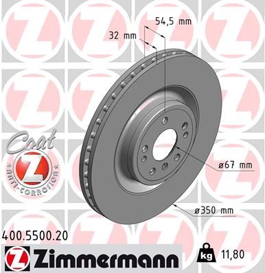 166 421 07 12 ZIMMERMANN BRAKE DISC FRONT W166 350/400 350MM - 5500 #