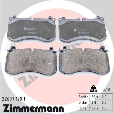 000 420 41 05 ZIMMERMANN BRAKE PADS FRONT G63 #