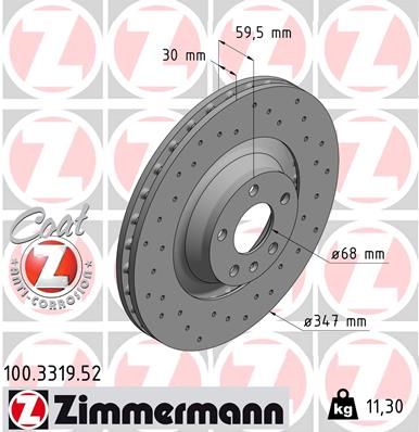 4F0 615 301G ZIMMERMANN BRAKE DISC FRONT 347MM X 30  3319