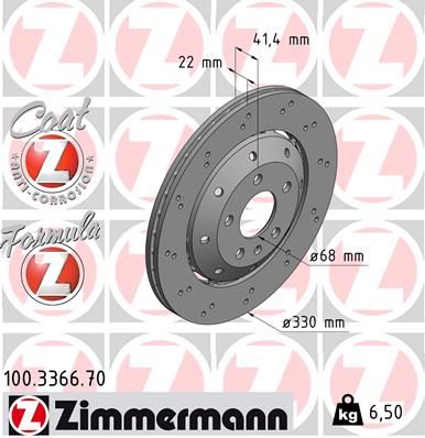 8T0 615 601 ZIMMERMANN BRAKE DISC REAR RS5 - 3366 #