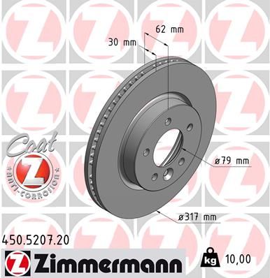 SDB000604 ZIMMERMANN BRAKE DISC FRONT L3/L4/RRS TDV6 5207